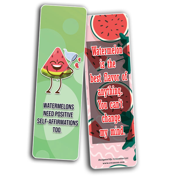 Creanoso Cute Melon Bookmarks (2-Sets X 6 Cards) â€“ Daily Inspirational Card Set â€“ Interesting Book Page Clippers â€“ Great Gifts for Adults and Professionals