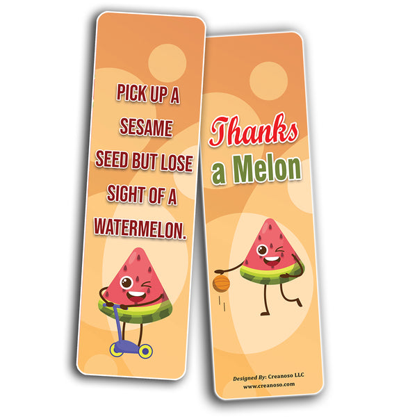 Creanoso Cute Melon Bookmarks (5-Sets X 6 Cards) â€“ Daily Inspirational Card Set â€“ Interesting Book Page Clippers â€“ Great Gifts for Adults and Professionals