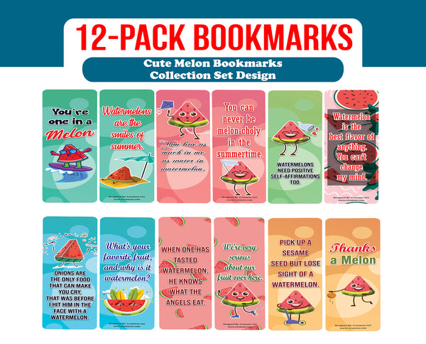 Creanoso Cute Melon Bookmarks (2-Sets X 6 Cards) â€“ Daily Inspirational Card Set â€“ Interesting Book Page Clippers â€“ Great Gifts for Adults and Professionals