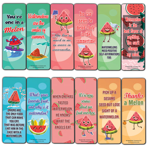 Creanoso Cute Melon Bookmarks (2-Sets X 6 Cards) â€“ Daily Inspirational Card Set â€“ Interesting Book Page Clippers â€“ Great Gifts for Adults and Professionals