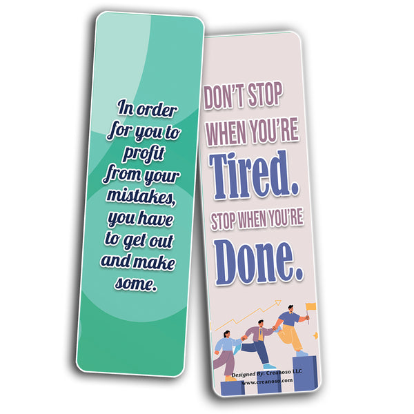 Creanoso Inspiring Business Quotes Bookmarks (10-Sets X 6 Cards) â€“ Daily Inspirational Card Set â€“ Interesting Book Page Clippers â€“ Great Gifts for Adults and Professionals
