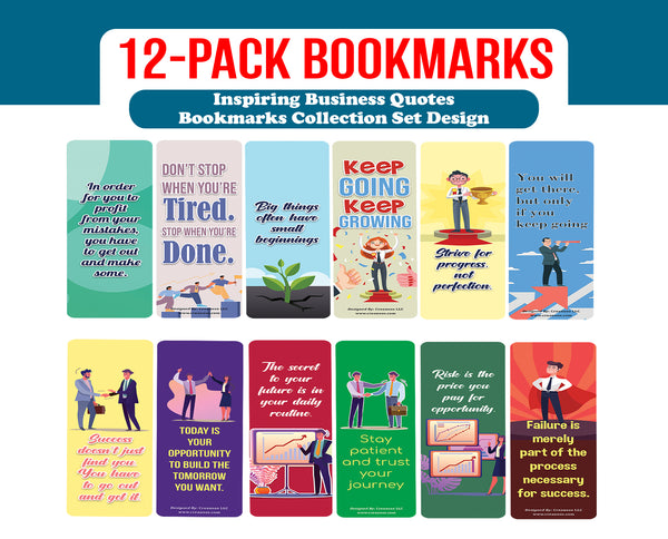 Creanoso Inspiring Business Quotes Bookmarks (2-Sets X 6 Cards) â€“ Daily Inspirational Card Set â€“ Interesting Book Page Clippers â€“ Great Gifts for Adults and Professionals