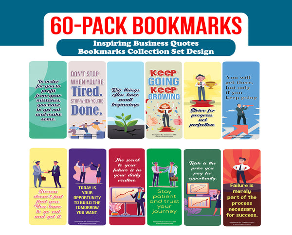 Creanoso Inspiring Business Quotes Bookmarks (10-Sets X 6 Cards) â€“ Daily Inspirational Card Set â€“ Interesting Book Page Clippers â€“ Great Gifts for Adults and Professionals