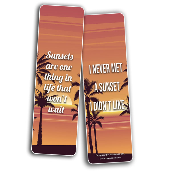 Creanoso Creative Sunset Quotes Bookmarks (2-Sets X 6 Cards) â€“ Daily Inspirational Card Set â€“ Interesting Book Page Clippers â€“ Great Gifts for Adults and Professionals