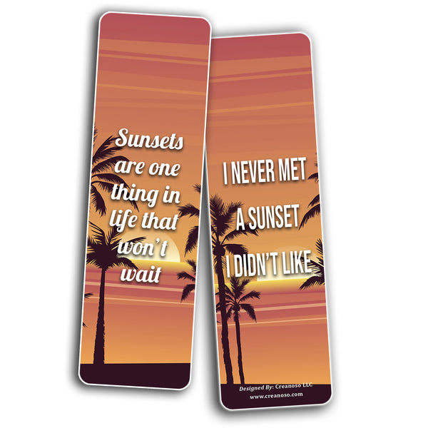 Creanoso Creative Sunset Quotes Bookmarks (10-Sets X 6 Cards) â€“ Daily Inspirational Card Set â€“ Interesting Book Page Clippers â€“ Great Gifts for Adults and Professionals