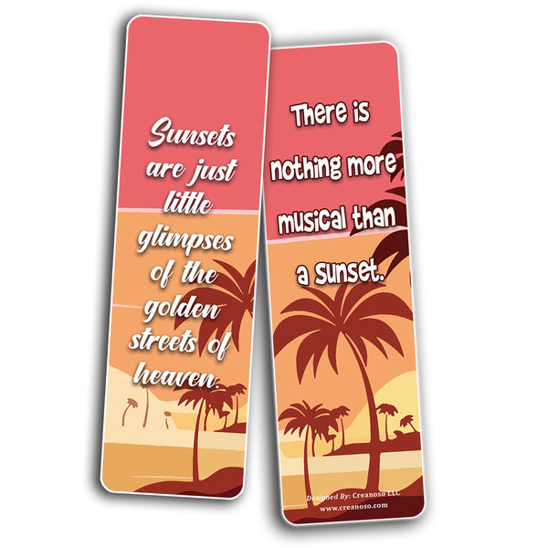 Creanoso Creative Sunset Quotes Bookmarks (10-Sets X 6 Cards) â€“ Daily Inspirational Card Set â€“ Interesting Book Page Clippers â€“ Great Gifts for Adults and Professionals