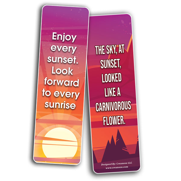 Creanoso Creative Sunset Quotes Bookmarks (10-Sets X 6 Cards) â€“ Daily Inspirational Card Set â€“ Interesting Book Page Clippers â€“ Great Gifts for Adults and Professionals