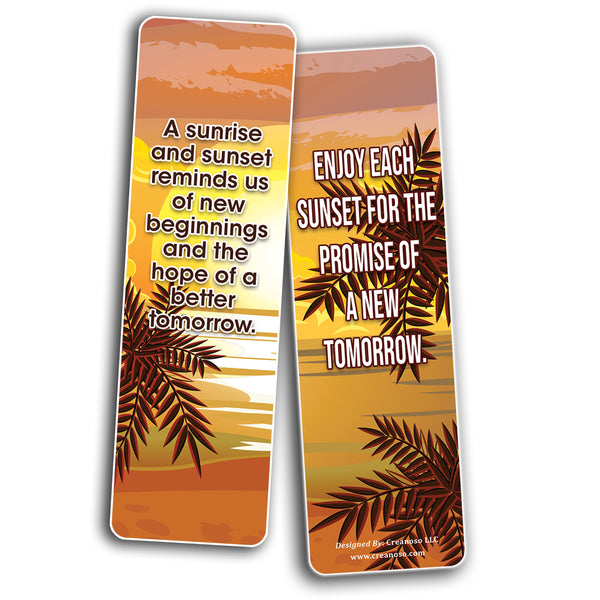 Creanoso Creative Sunset Quotes Bookmarks (10-Sets X 6 Cards) â€“ Daily Inspirational Card Set â€“ Interesting Book Page Clippers â€“ Great Gifts for Adults and Professionals