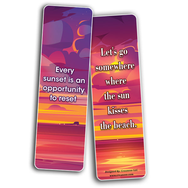 Creanoso Creative Sunset Quotes Bookmarks (10-Sets X 6 Cards) â€“ Daily Inspirational Card Set â€“ Interesting Book Page Clippers â€“ Great Gifts for Adults and Professionals