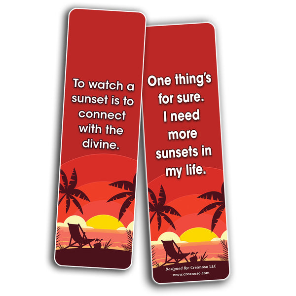 Creanoso Creative Sunset Quotes Bookmarks (2-Sets X 6 Cards) â€“ Daily Inspirational Card Set â€“ Interesting Book Page Clippers â€“ Great Gifts for Adults and Professionals