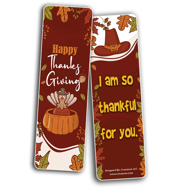 Creanoso Thanksgiving Bookmarks (2-Sets X 6 Cards) â€“ Daily Inspirational Card Set â€“ Interesting Book Page Clippers â€“ Great Gifts for Adults and Professionals