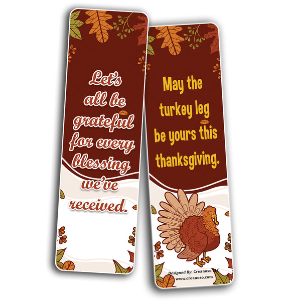 Creanoso Thanksgiving Bookmarks (2-Sets X 6 Cards) â€“ Daily Inspirational Card Set â€“ Interesting Book Page Clippers â€“ Great Gifts for Adults and Professionals