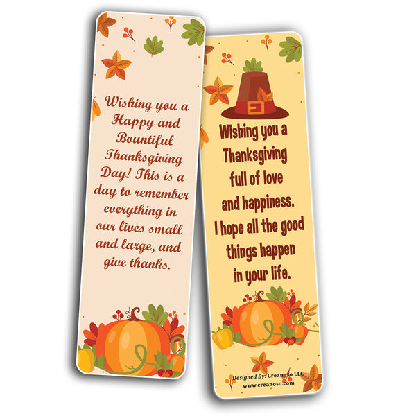 Creanoso Thanksgiving Bookmarks (10-Sets X 6 Cards) â€“ Daily Inspirational Card Set â€“ Interesting Book Page Clippers â€“ Great Gifts for Adults and Professionals