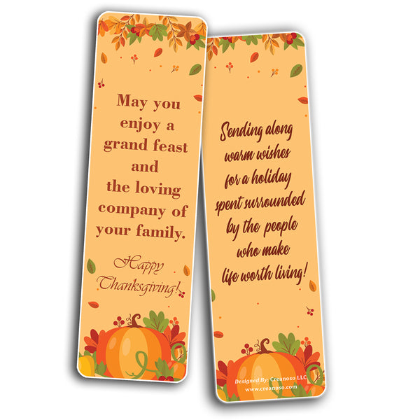 Creanoso Thanksgiving Bookmarks (2-Sets X 6 Cards) â€“ Daily Inspirational Card Set â€“ Interesting Book Page Clippers â€“ Great Gifts for Adults and Professionals