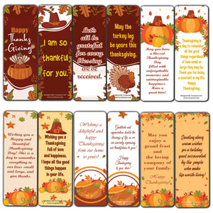Creanoso Thanksgiving Bookmarks (2-Sets X 6 Cards) â€“ Daily Inspirational Card Set â€“ Interesting Book Page Clippers â€“ Great Gifts for Adults and Professionals