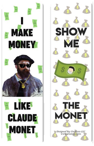 Creanoso Funny Bookmark Series 2 - Monet Jokes - Motivating and Humorous Monet Related Quotes