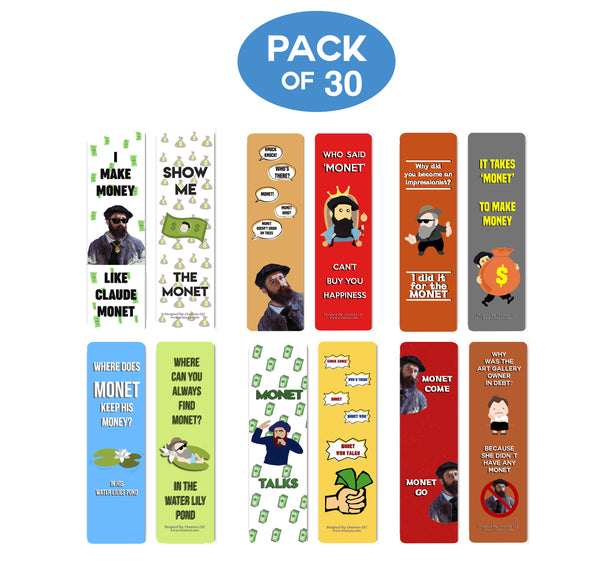 Creanoso Funny Bookmark Series 2 - Monet Jokes - Motivating and Humorous Monet Related Quotes