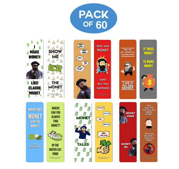 Creanoso Funny Bookmark Series 2 - Monet Jokes - Motivating and Humorous Monet Related Quotes