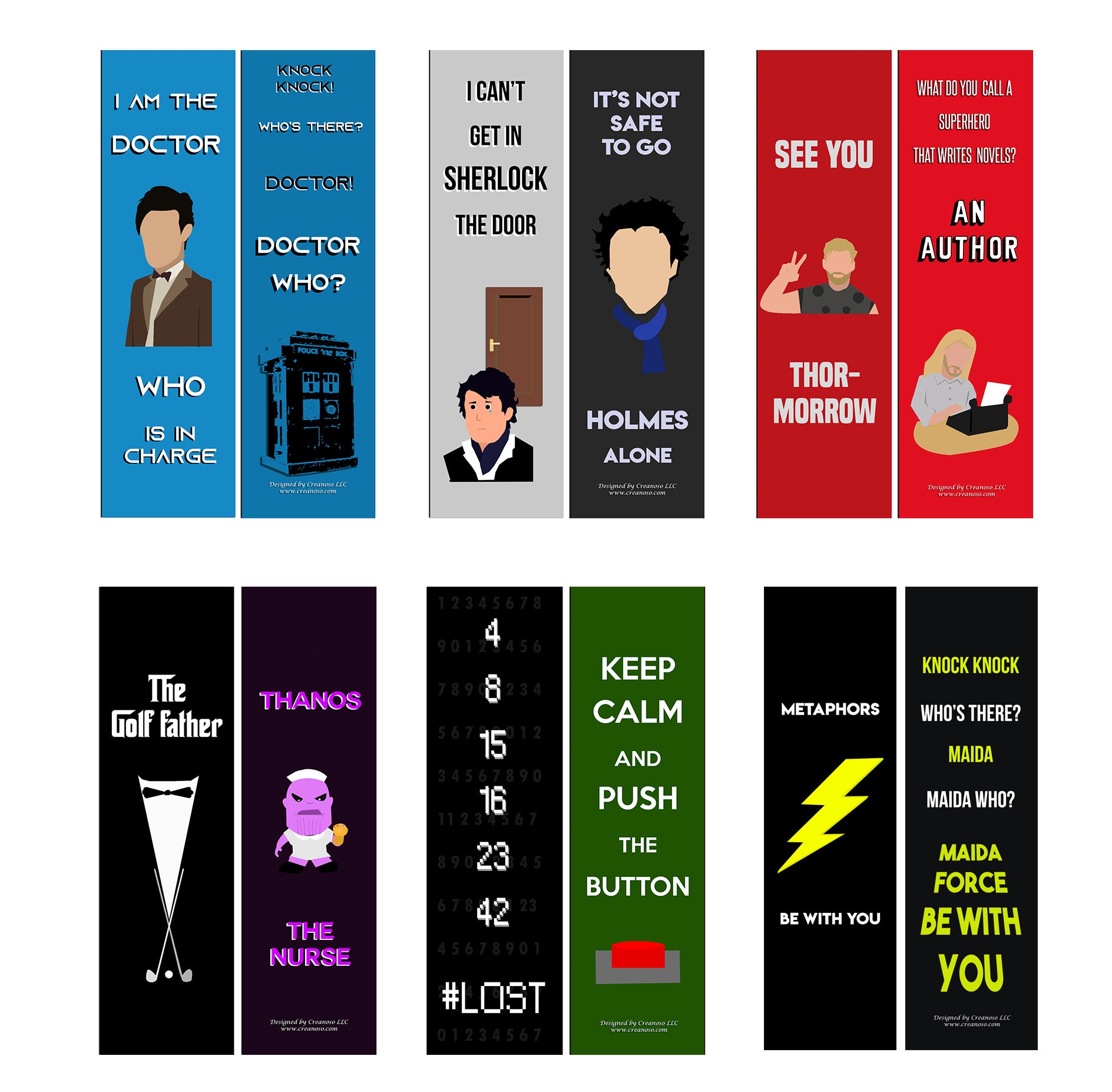 Creanoso Funny Bookmarks Series 3 - Movie Jokes - Funny and Cool Bookmarker Cards