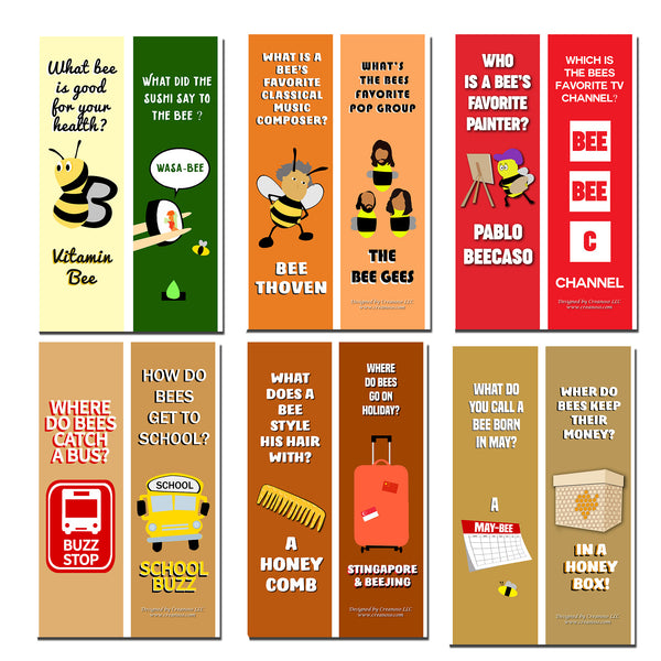 Creanoso Funny Bookmarks Series 4 ÃƒÂ¢Ã¢â€šÂ¬Ã¢â‚¬Å“ Bee Jokes - Great Giveaways Collection Set