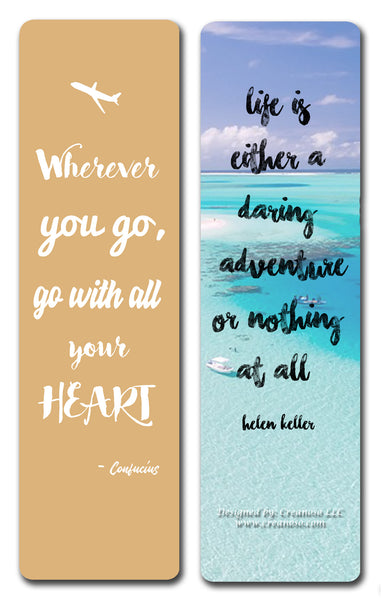 Creanoso Inspirational Travel & Nature Quotes Bookmarks - Inspiring Sayings Book Page Clippers