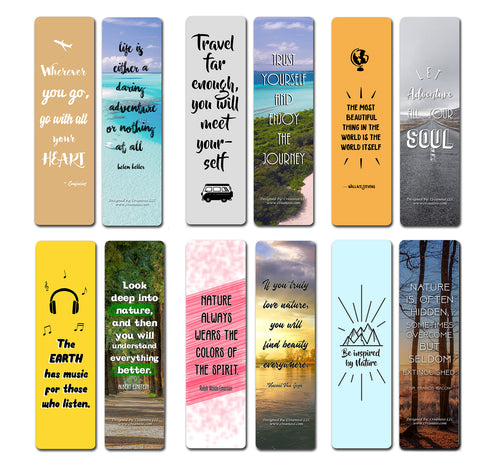 Creanoso Inspirational Travel & Nature Quotes Bookmarks - Inspiring Sayings Book Page Clippers
