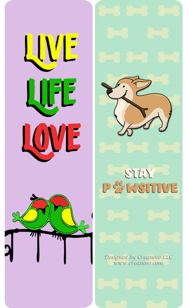 Creanoso Cute Animal Motivational Quotes Bookmarks (60-Pack) - Unique Gift Set for Kids, Teens, and Adults