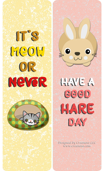 Creanoso Cute Animal Motivational Quotes Bookmarks (60-Pack) - Unique Gift Set for Kids, Teens, and Adults