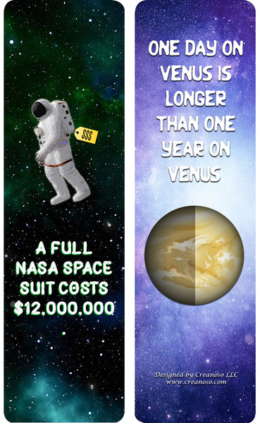 Creanoso Fun Facts about Space Bookmarks (60-Pack) - Bookmarker Giveaways for Science Lovers, Men, Women, Adults - Assorted Collection Bulk Set Page Clip - Unique Book Reading Rewards Incentive