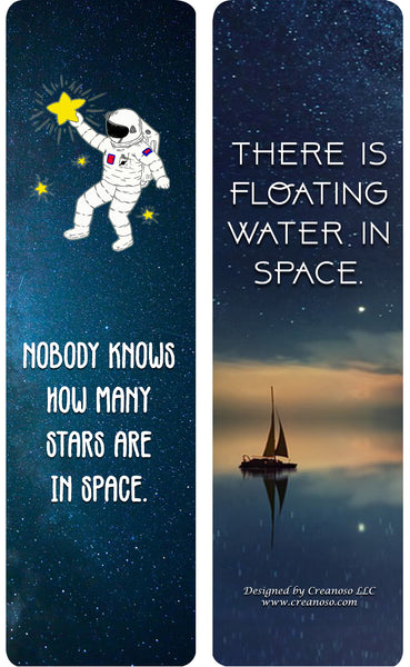 Creanoso Fun Facts about Space Bookmarks (60-Pack) - Bookmarker Giveaways for Science Lovers, Men, Women, Adults - Assorted Collection Bulk Set Page Clip - Unique Book Reading Rewards Incentive