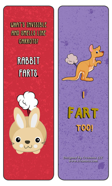 Creanoso Animal Farting Bookmarks - Funny Cards Stocking Stuffers