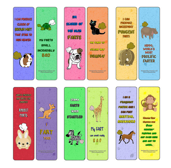 Creanoso Funny Animal Farting Bookmarks Series 1 (30-Pack) - Stocking Stuffers Gift for Men, Women, Adult, Teens, Boys & Girls â€“ Party Favors Supplies â€“ Rewards Gifts