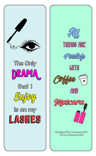Creanoso Make up Lovers Bookmarks (30-Pack) - Classroom and School Reward Incentives Children, Teens, Adults - Gift Ideas for Birthdays, Christmas, Graduation, & Weddings