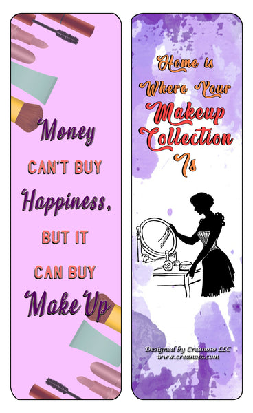 Creanoso Make up Lovers Bookmarks (30-Pack) - Classroom and School Reward Incentives Children, Teens, Adults - Gift Ideas for Birthdays, Christmas, Graduation, & Weddings
