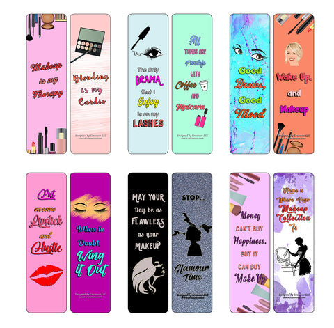 Creanoso Cute Sayings for Makeup Lovers Bookmarks - Awesome Stocking Stuffers Gift Set