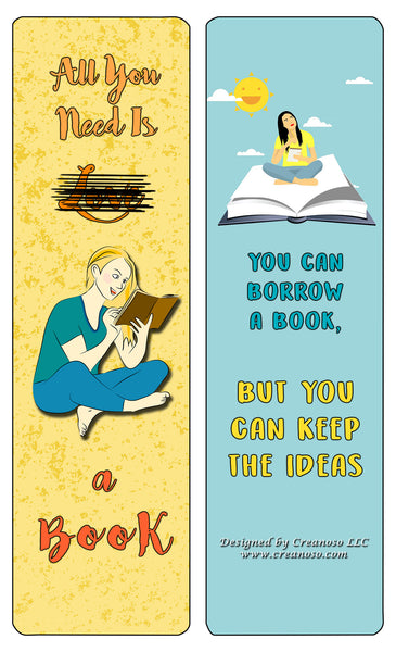 Creanoso Book lovers Bookmarks (60-Pack) - Awesome and Unique Designs - Excellent Party Favors Teacher Classroom Reading Rewards and Cool Gifts for Young Readers, Bibliophiles