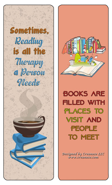 Creanoso Book lovers Bookmarks (60-Pack) - Awesome and Unique Designs - Excellent Party Favors Teacher Classroom Reading Rewards and Cool Gifts for Young Readers, Bibliophiles