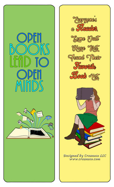 Creanoso Book lovers Bookmarks (60-Pack) - Awesome and Unique Designs - Excellent Party Favors Teacher Classroom Reading Rewards and Cool Gifts for Young Readers, Bibliophiles