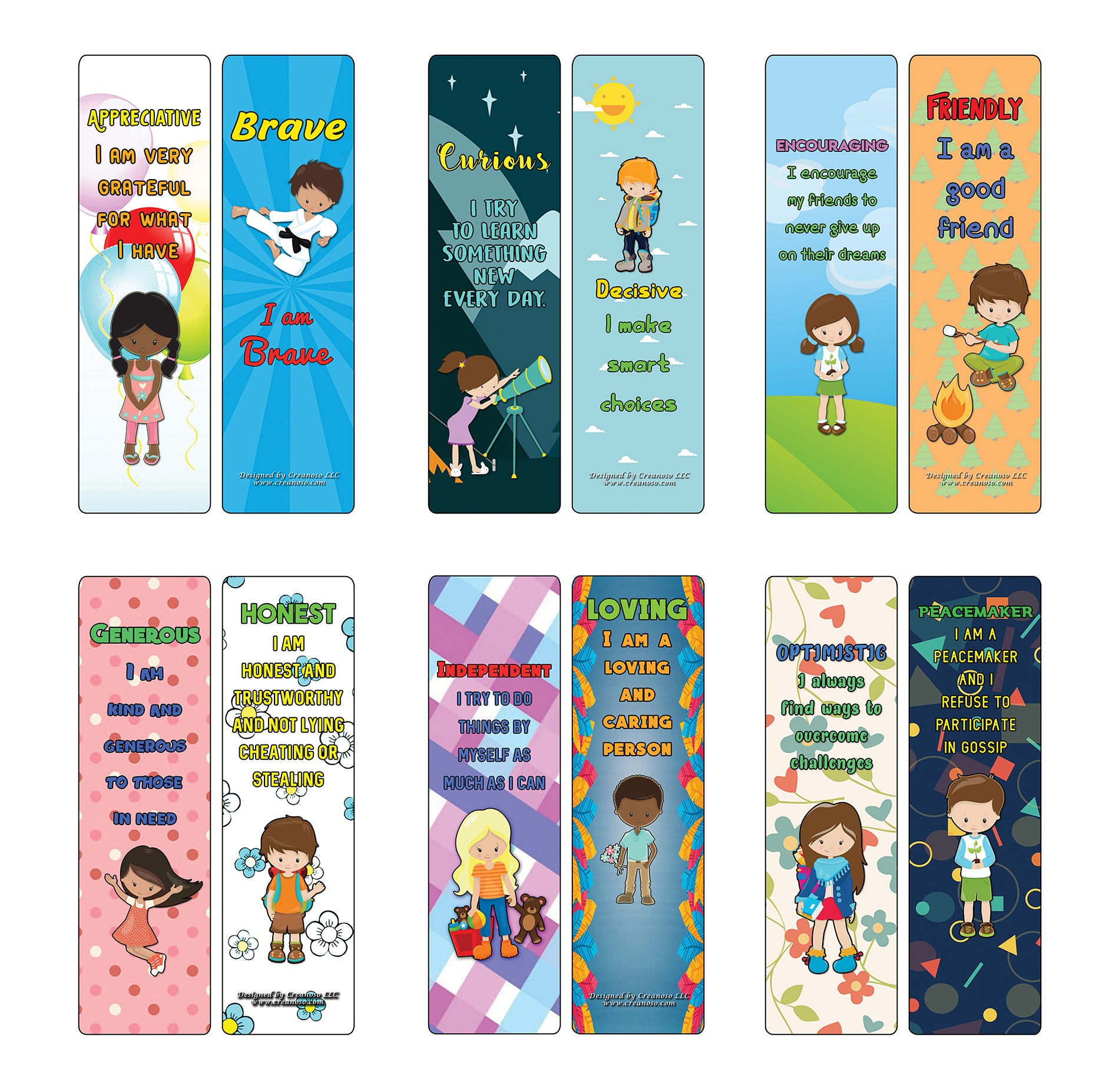 Creanoso Powerful Character Traits Bookmarks Series 1 - Premium Gift Set