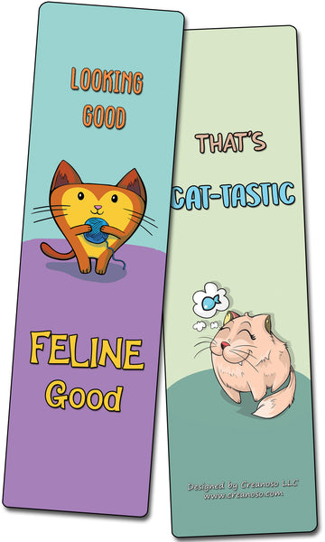 Creanoso Cat Puns Bookmarks - Motivating and Humorous Cat Related Quotes
