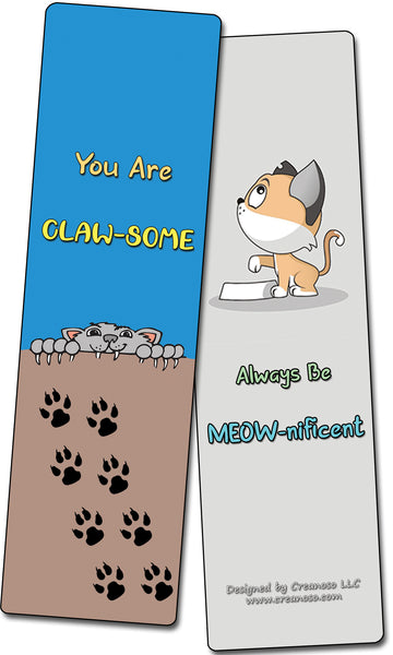 Creanoso Cat Puns Bookmarks - Motivating and Humorous Cat Related Quotes