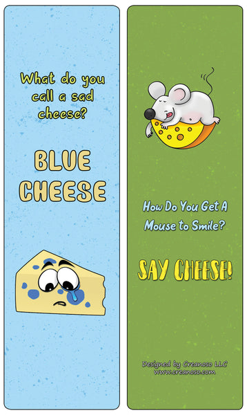 Creanoso Cheese Jokes Bookmarks (60-Pack) - Great Giveaways Collection Premium Bulk Gift Set Ã¢â‚¬â€œ Book Clip Ã¢â‚¬â€œ Party Favors Men, Women, Girls, Boys, Teens