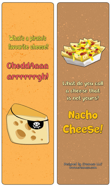 Creanoso Cheese Jokes Bookmarks (60-Pack) - Great Giveaways Collection Premium Bulk Gift Set Ã¢â‚¬â€œ Book Clip Ã¢â‚¬â€œ Party Favors Men, Women, Girls, Boys, Teens