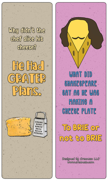 Creanoso Cheese Jokes Bookmarks (60-Pack) - Great Giveaways Collection Premium Bulk Gift Set Ã¢â‚¬â€œ Book Clip Ã¢â‚¬â€œ Party Favors Men, Women, Girls, Boys, Teens
