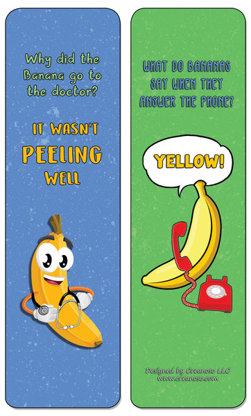 Creanoso Banana Jokes Bookmarks - Assorted Unique & Humorous Design - Premium Gift Set Ideas