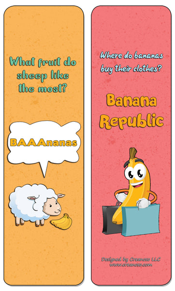 Creanoso Banana Jokes Bookmarks - Assorted Unique & Humorous Design - Premium Gift Set Ideas