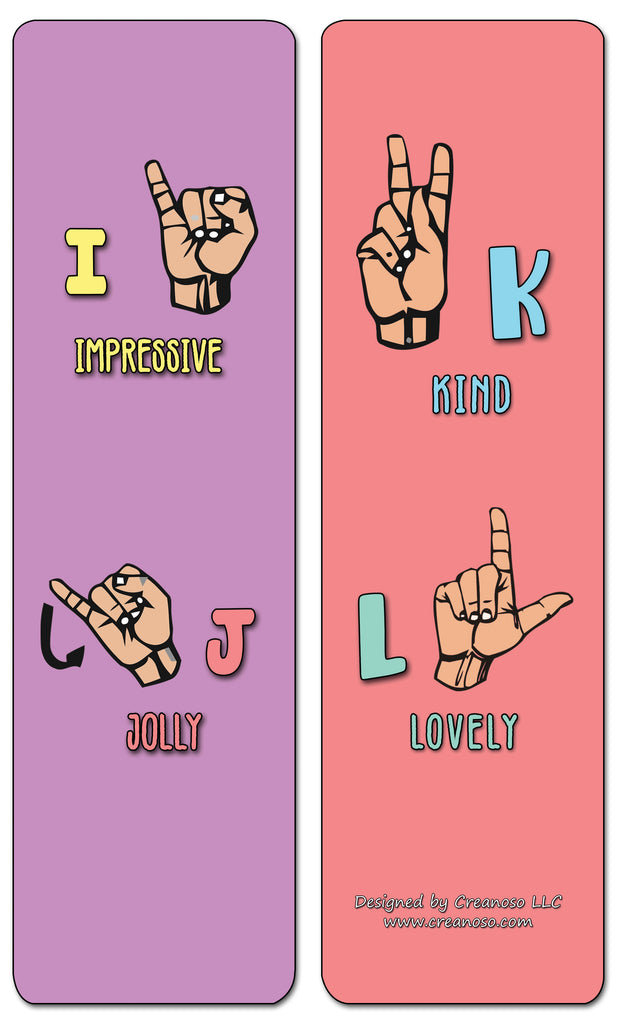 Creanoso Hand Signs Alphabet Bookmarks - Fun Way to Learn Basic Sign L