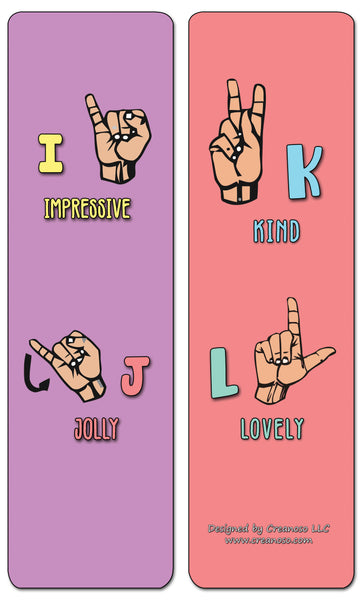 Creanoso Hand Signs Alphabet Bookmarks - Fun Way to Learn Basic Sign Language - Party Favors