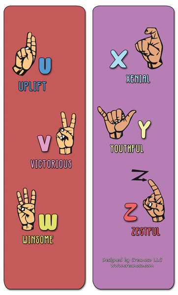 Creanoso Hand Signs Alphabet Bookmarks - Fun Way to Learn Basic Sign Language - Party Favors