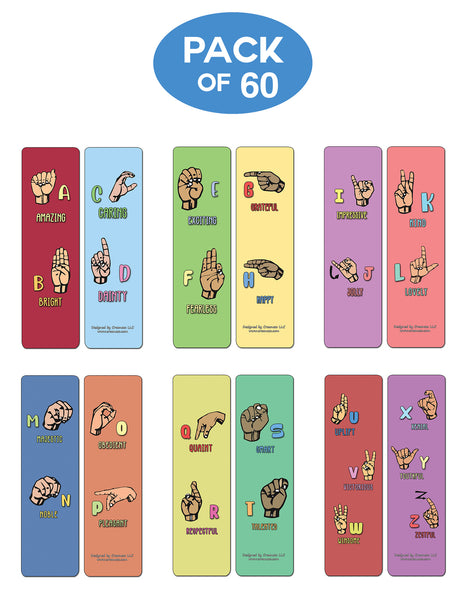 Creanoso Hand Signs Alphabet Bookmarks - Fun Way to Learn Basic Sign Language - Party Favors